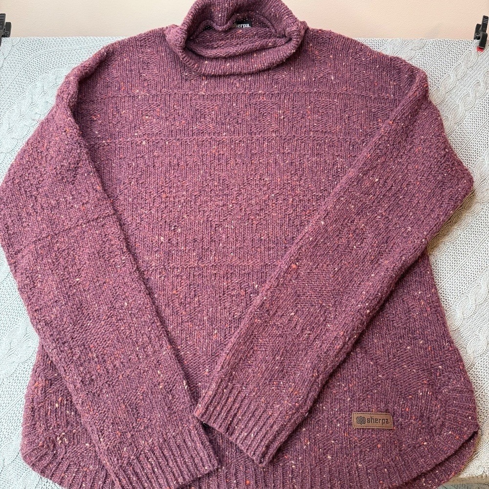 Sherpa Adventure Gear Women Small Purple Turtleneck Sweater Gorpcore Cozy Knit
